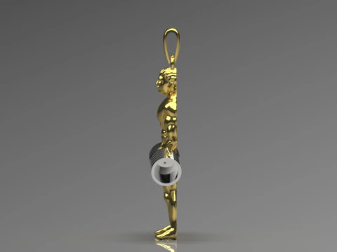 Muscular figure lifting a barbell stl 3d gold pendant model gp0240 3D Print Model