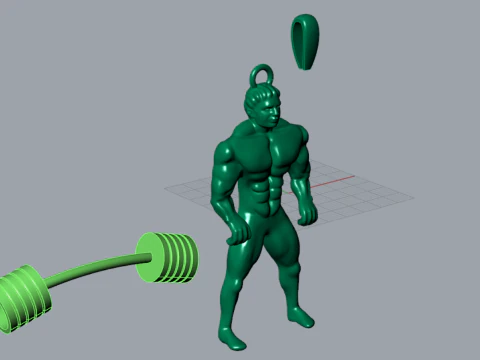 Muscular figure lifting a barbell stl 3d gold pendant model gp0240 3D Print Model