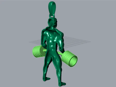 Muscular figure lifting a barbell stl 3d gold pendant model gp0240 3D Print Model
