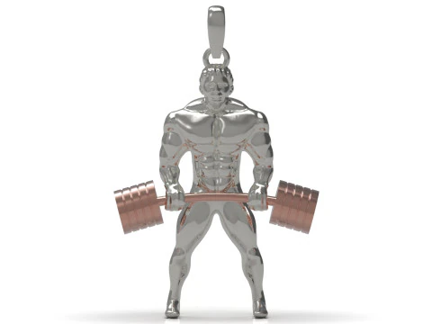 Muscular figure lifting a barbell stl 3d gold pendant model gp0240 3D Print Model