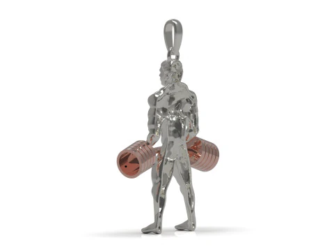 Muscular figure lifting a barbell stl 3d gold pendant model gp0240 3D Print Model
