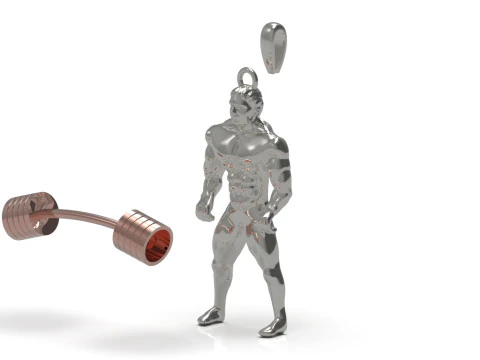 Muscular figure lifting a barbell stl 3d gold pendant model gp0240 3D Print Model