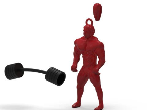 Muscular figure lifting a barbell stl 3d gold pendant model gp0240 3D Print Model