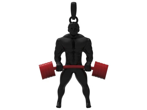 Muscular figure lifting a barbell stl 3d gold pendant model gp0240 3D Print Model