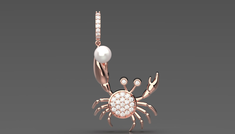 진주 게 STL 3D 쥬얼리 펜던트 모델 pp0049 3D 프린트 모델 .c4d .max .obj .3ds .fbx .stl .blend 