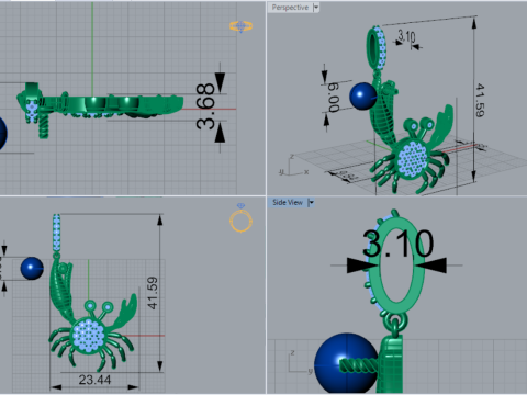 진주 게 STL 3D 쥬얼리 펜던트 모델 pp0049 3D 프린트 모델