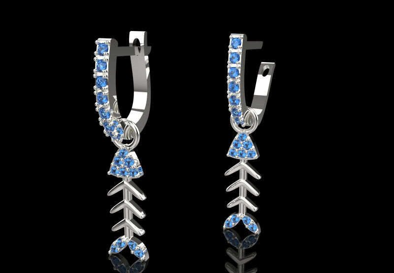 珠宝鱼骨 stl 3dm 耳环 je0132 3D 打印模型 3D 打印模型 .c4d .max .obj .3ds .fbx .stl .blend 