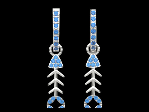 珠宝鱼骨 stl 3dm 耳环 je0132 3D 打印模型 3D 打印模型