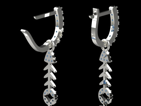 珠宝鱼骨 stl 3dm 耳环 je0132 3D 打印模型 3D 打印模型