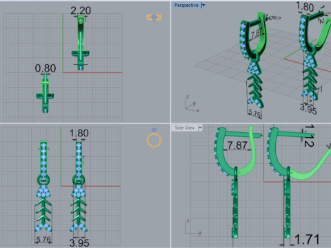珠宝鱼骨 stl 3dm 耳环 je0132 3D 打印模型 3D 打印模型