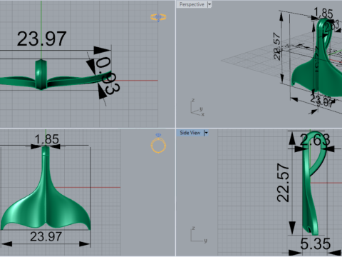 Złoty wisiorek z ogonem wieloryba Symbol starożytnej mocy piękna gp0089 Model do druku 3D Model do druku 3D