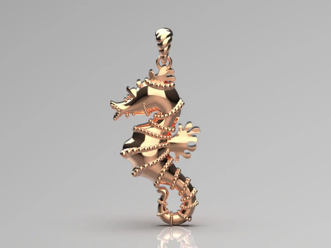 Seahorse stl 3d gold pendant model gp0169 3D print model 3D Print Model