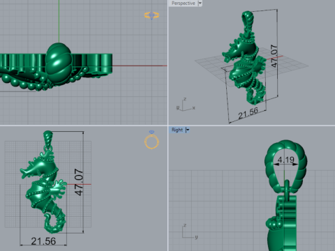 Морський коник stl 3d золотий кулон модель gp0169 3D модель для друку 3D Принт Модель