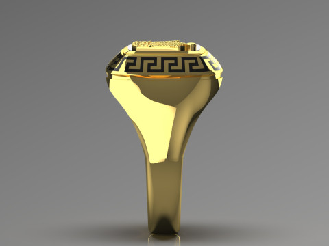 이란 황금 Meander mr0062 왕관의 남성용 반지 3D 프린트 모델 3D 프린트 모델