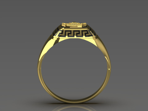 이란 황금 Meander mr0062 왕관의 남성용 반지 3D 프린트 모델 3D 프린트 모델