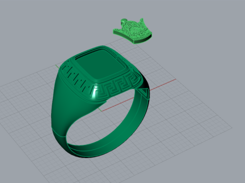 이란 황금 Meander mr0062 왕관의 남성용 반지 3D 프린트 모델 3D 프린트 모델