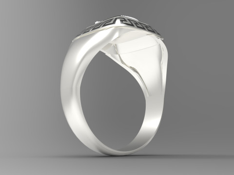 이란 황금 Meander mr0062 왕관의 남성용 반지 3D 프린트 모델 3D 프린트 모델