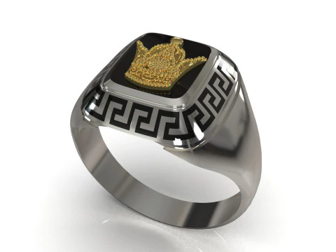 Mens Ring of the Crown of Iran Golden Meander mr0062 3D print model 3D Print Model
