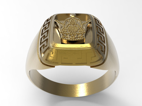 이란 황금 Meander mr0062 왕관의 남성용 반지 3D 프린트 모델 3D 프린트 모델