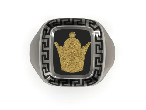 Mens Ring of the Crown of Iran Golden Meander mr0062 3D print model 3D Print Model