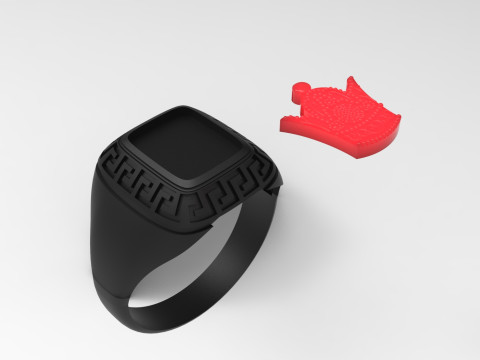 이란 황금 Meander mr0062 왕관의 남성용 반지 3D 프린트 모델 3D 프린트 모델