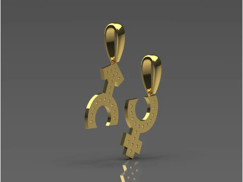 Female male symbol gold pendant jp0022 3D print model 3D Print Model