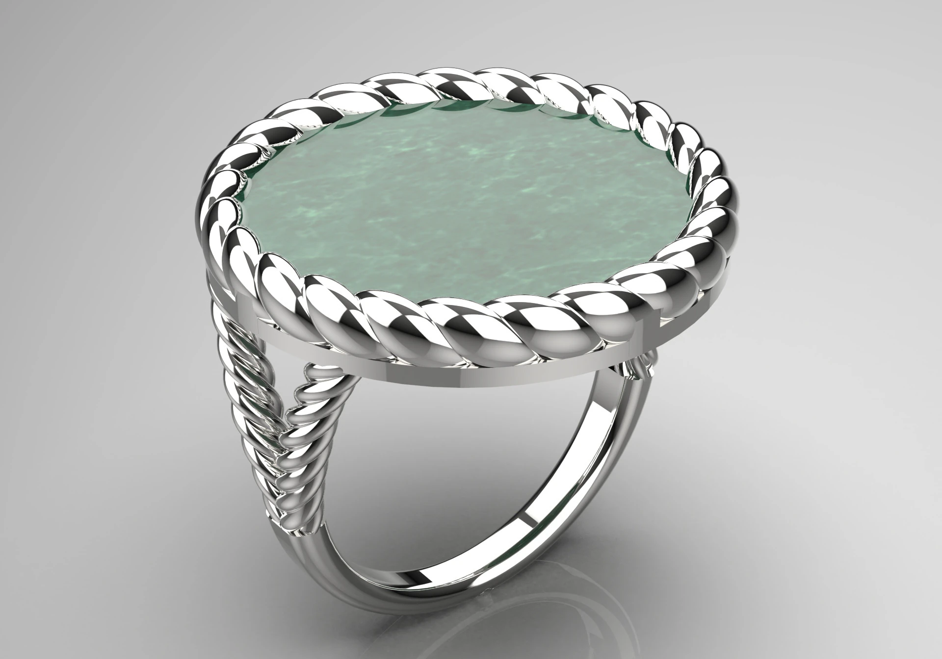 Round stone STL 3D ring with Braided Shank model gr0088 3D print model 3D Print Model .c4d .max .obj .3ds .fbx .stl .blend 
