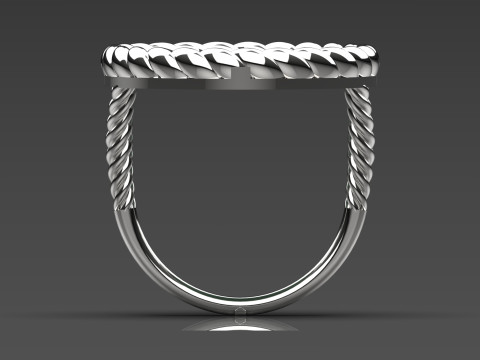 3D-кольцо STL с круглым камнем и плетеным хвостовиком модель gr0088 3D-модель для печати 3D Принт Модель