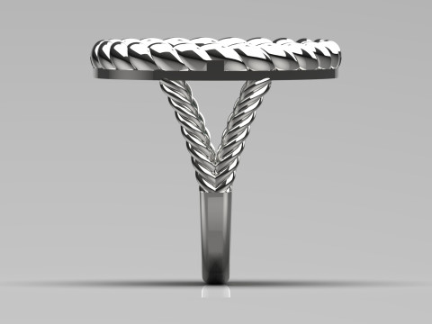 3D-кольцо STL с круглым камнем и плетеным хвостовиком модель gr0088 3D-модель для печати 3D Принт Модель