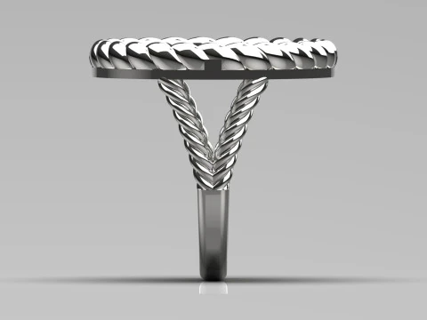 Round stone STL 3D ring with Braided Shank model gr0088 3D print model 3D Print Model