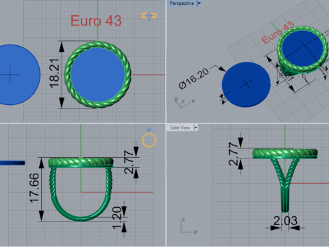 3D-кольцо STL с круглым камнем и плетеным хвостовиком модель gr0088 3D-модель для печати 3D Принт Модель