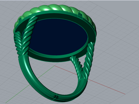 3D-кольцо STL с круглым камнем и плетеным хвостовиком модель gr0088 3D-модель для печати 3D Принт Модель
