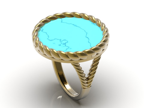 3D-кольцо STL с круглым камнем и плетеным хвостовиком модель gr0088 3D-модель для печати 3D Принт Модель