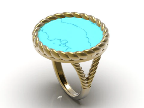 Round stone STL 3D ring with Braided Shank model gr0088 3D print model 3D Print Model