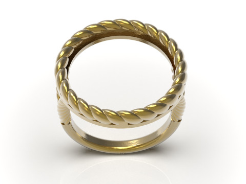 3D-кольцо STL с круглым камнем и плетеным хвостовиком модель gr0088 3D-модель для печати 3D Принт Модель