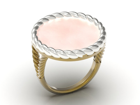 3D-кольцо STL с круглым камнем и плетеным хвостовиком модель gr0088 3D-модель для печати 3D Принт Модель