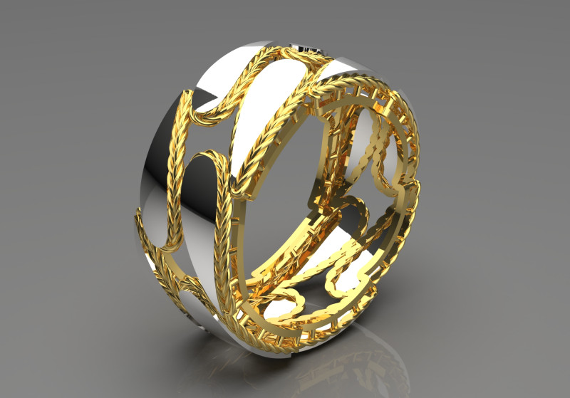 Teksturowany i lustrzany wzór stl 3d złoty pierścionek model gr0041 Model do druku 3D .c4d .max .obj .3ds .fbx .stl .blend 