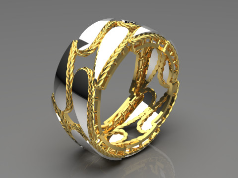 Teksturowany i lustrzany wzór stl 3d złoty pierścionek model gr0041 Model do druku 3D