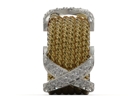 Anello 3d stl con design di texture e pietre preziose di lusso, modello jr00005 Modello di stampa 3D