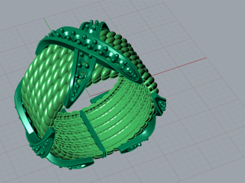 Anello 3d stl con design di texture e pietre preziose di lusso, modello jr00005 Modello di stampa 3D