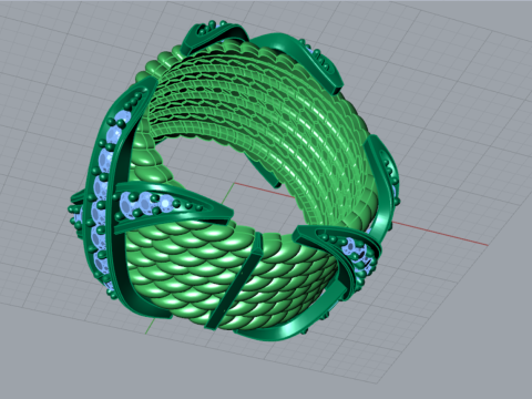 Anello 3d stl con design di texture e pietre preziose di lusso, modello jr00005 Modello di stampa 3D