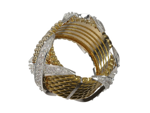 Anello 3d stl con design di texture e pietre preziose di lusso, modello jr00005 Modello di stampa 3D