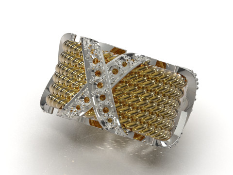 Anello 3d stl con design di texture e pietre preziose di lusso, modello jr00005 Modello di stampa 3D