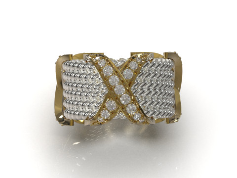 Anello 3d stl con design di texture e pietre preziose di lusso, modello jr00005 Modello di stampa 3D