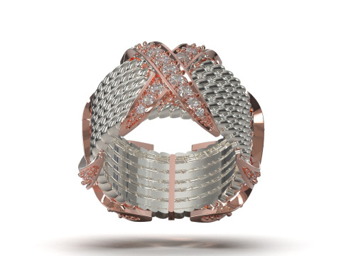 Anello 3d stl con design di texture e pietre preziose di lusso, modello jr00005 Modello di stampa 3D