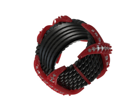 Anello 3d stl con design di texture e pietre preziose di lusso, modello jr00005 Modello di stampa 3D