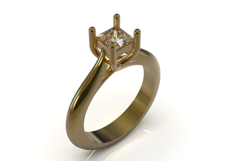 Nowoczesny pierścionek Princess Cut Solitaire STL 3D model sr0116 Model do druku 3D .c4d .max .obj .3ds .fbx .stl .blend 