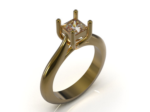 Nowoczesny pierścionek Princess Cut Solitaire STL 3D model sr0116 Model do druku 3D