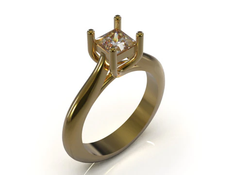 Modern Princess Cut Solitaire STL 3D Ring model sr0116 3D Print Model
