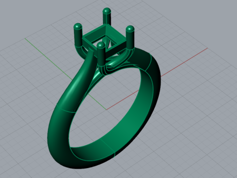 Nowoczesny pierścionek Princess Cut Solitaire STL 3D model sr0116 Model do druku 3D